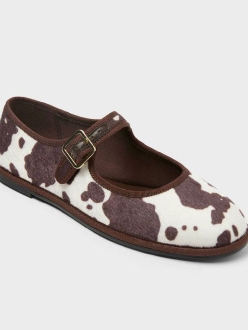 NWT Target Universal Thread women’s 7.5 Halston brown cow print Mary Jane flats